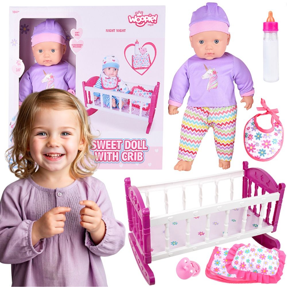 WOOPIE ROYAL XL Unicorn Babysitter with Cradle and Feeding Set
