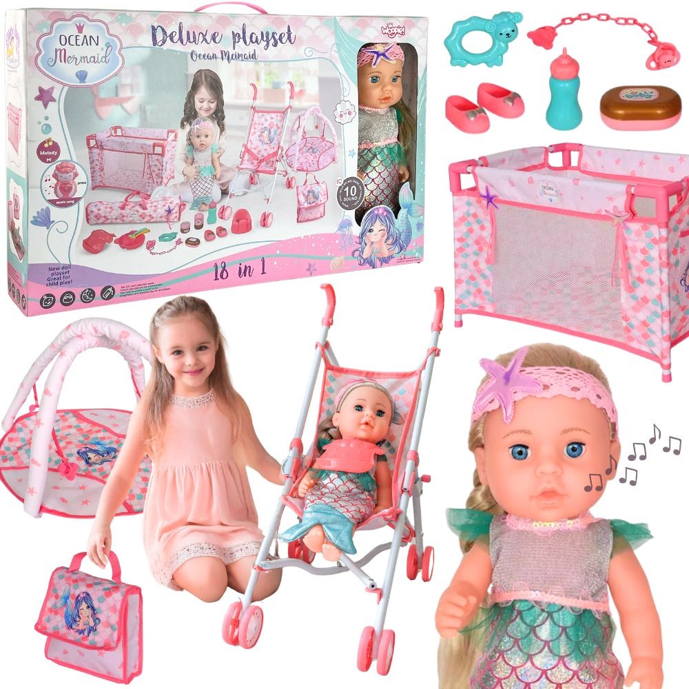 WOOPIE ROYAL Baby Doll 36 cm Mermaid Interactive Set XXL Caregiver 18 in 1