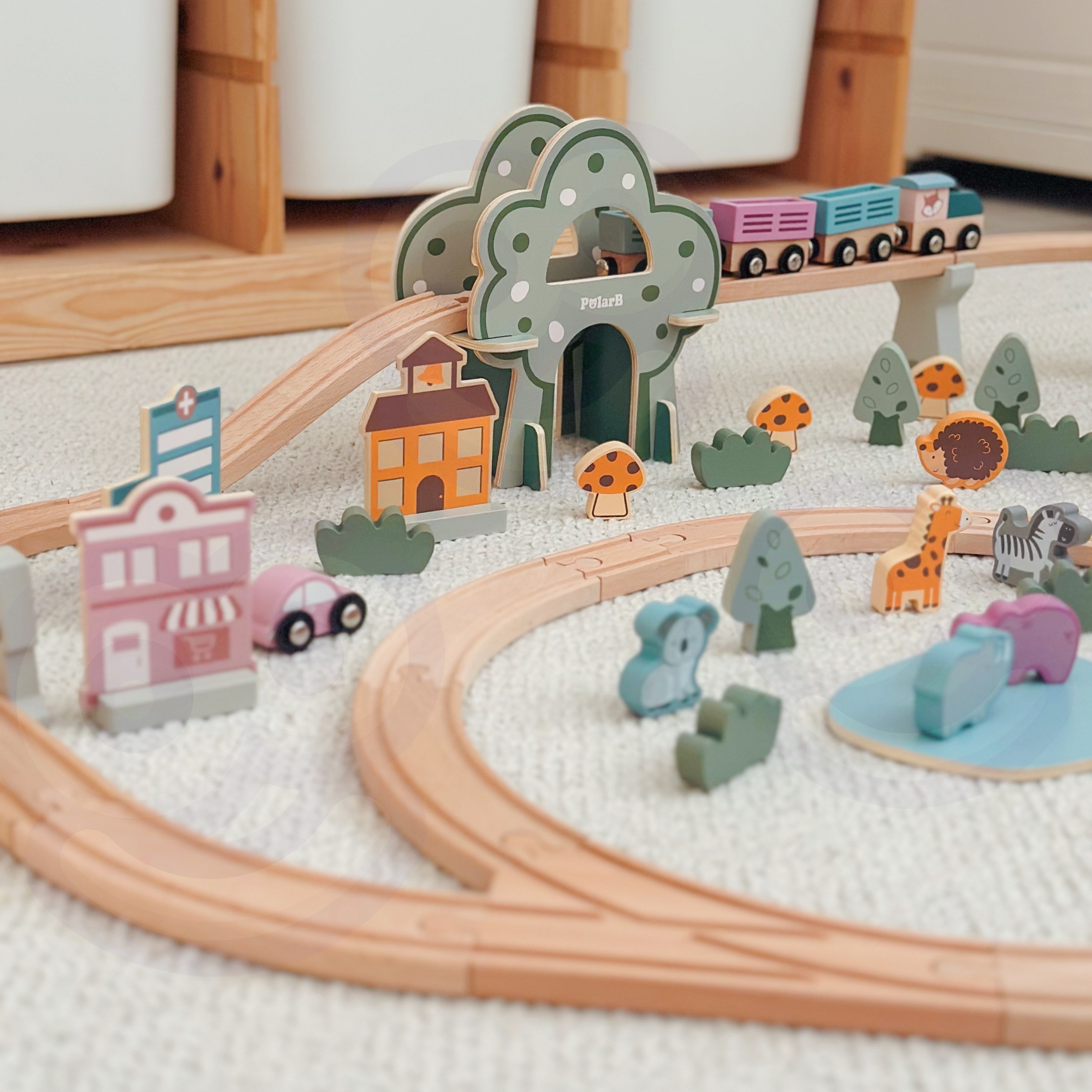 VIGA PolarB Wooden children's train track 90 pieces - Slika 8