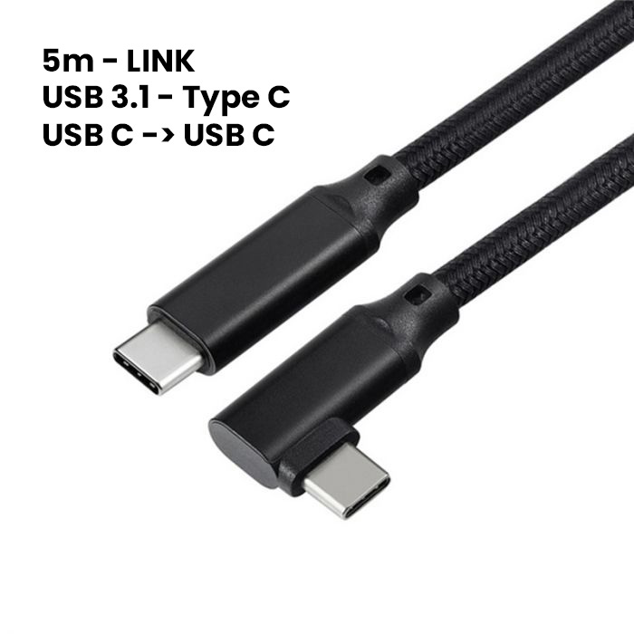 Meta Quest 3, Quest 3S, Quest 2, ili PICO 4 USB-C kutni kabel 5m