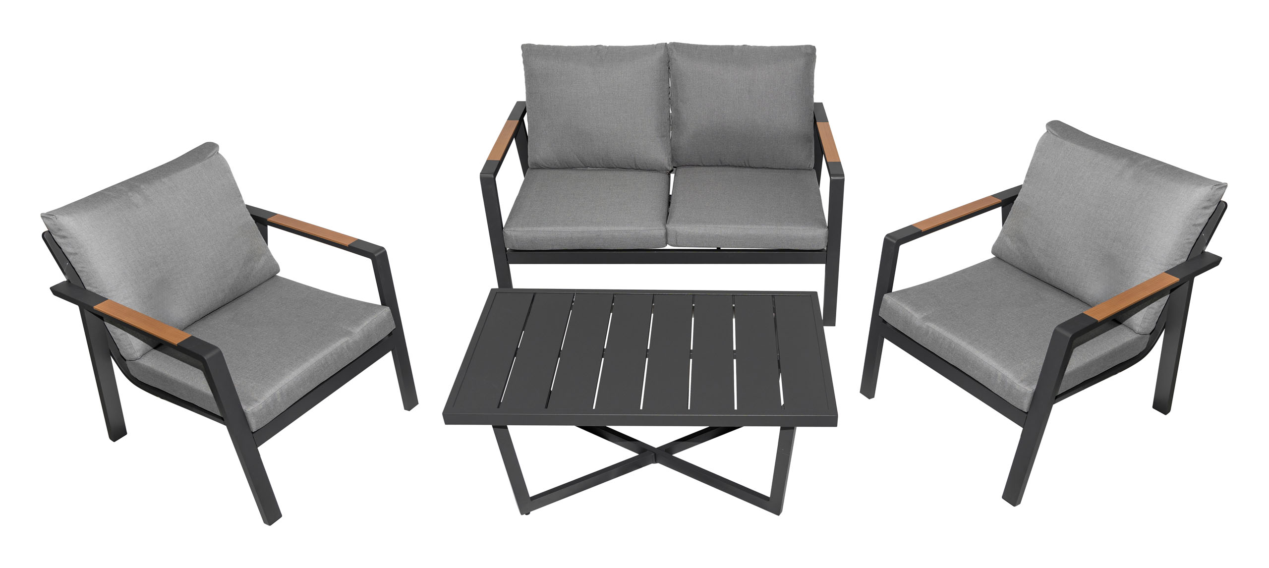 Aluminum Garden Furniture Sofa + Two Armchairs + Table