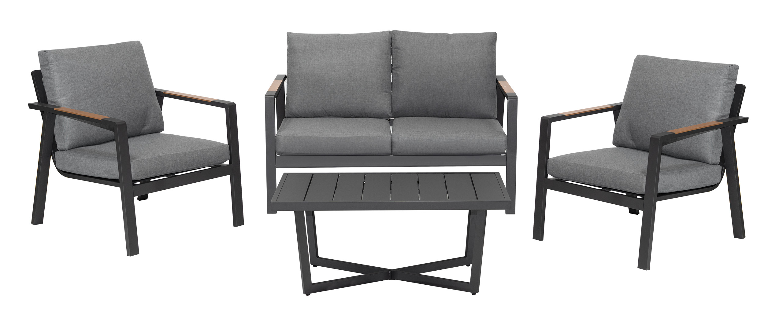 Aluminum Garden Furniture Sofa + Two Armchairs + Table