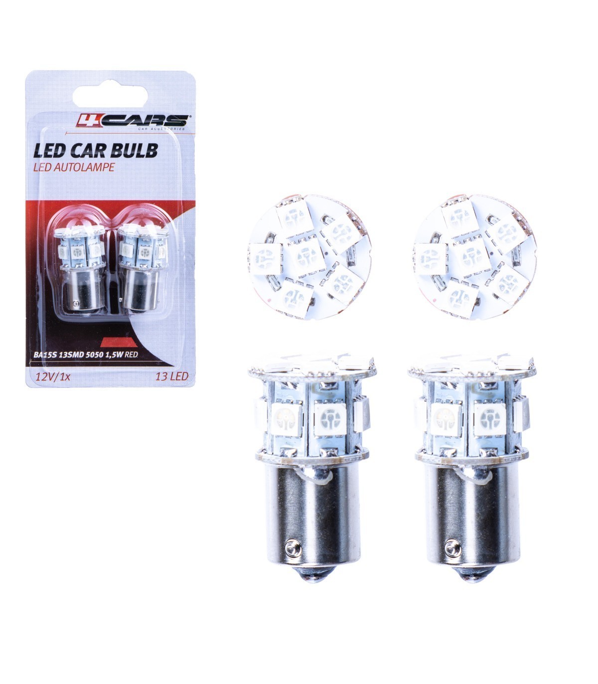 4CARS HQ sets of LED bulbs BA15S 13SMD 5050 1.5W red - Slika 2
