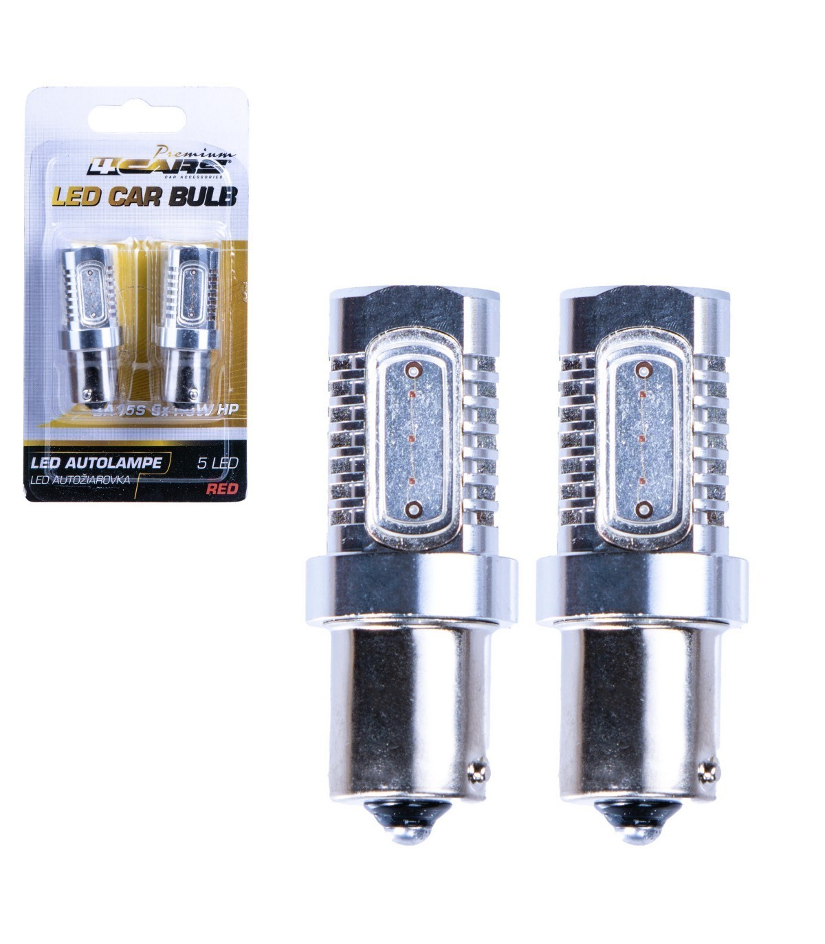 4CARS HQ sets of LED bulbs BA15S 5*1.5W HP red - Slika 2