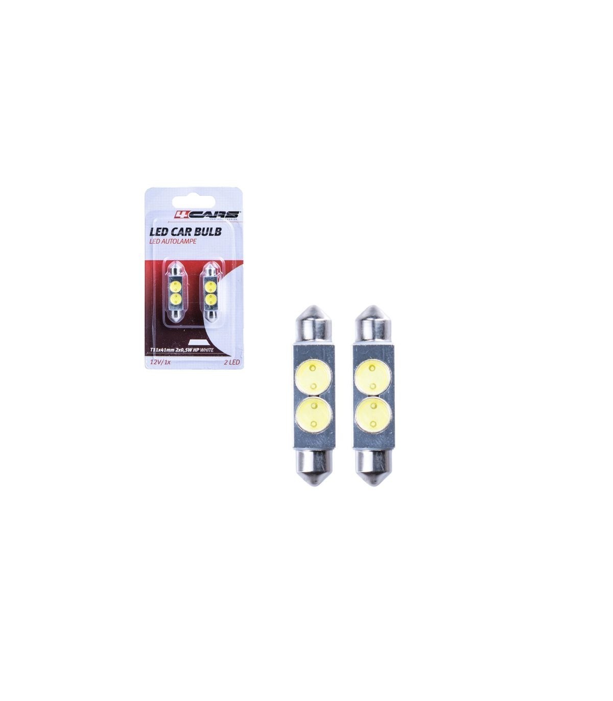 4CARS HQ sets of LED bulbs T11X/41MM 2X0.5W HP white