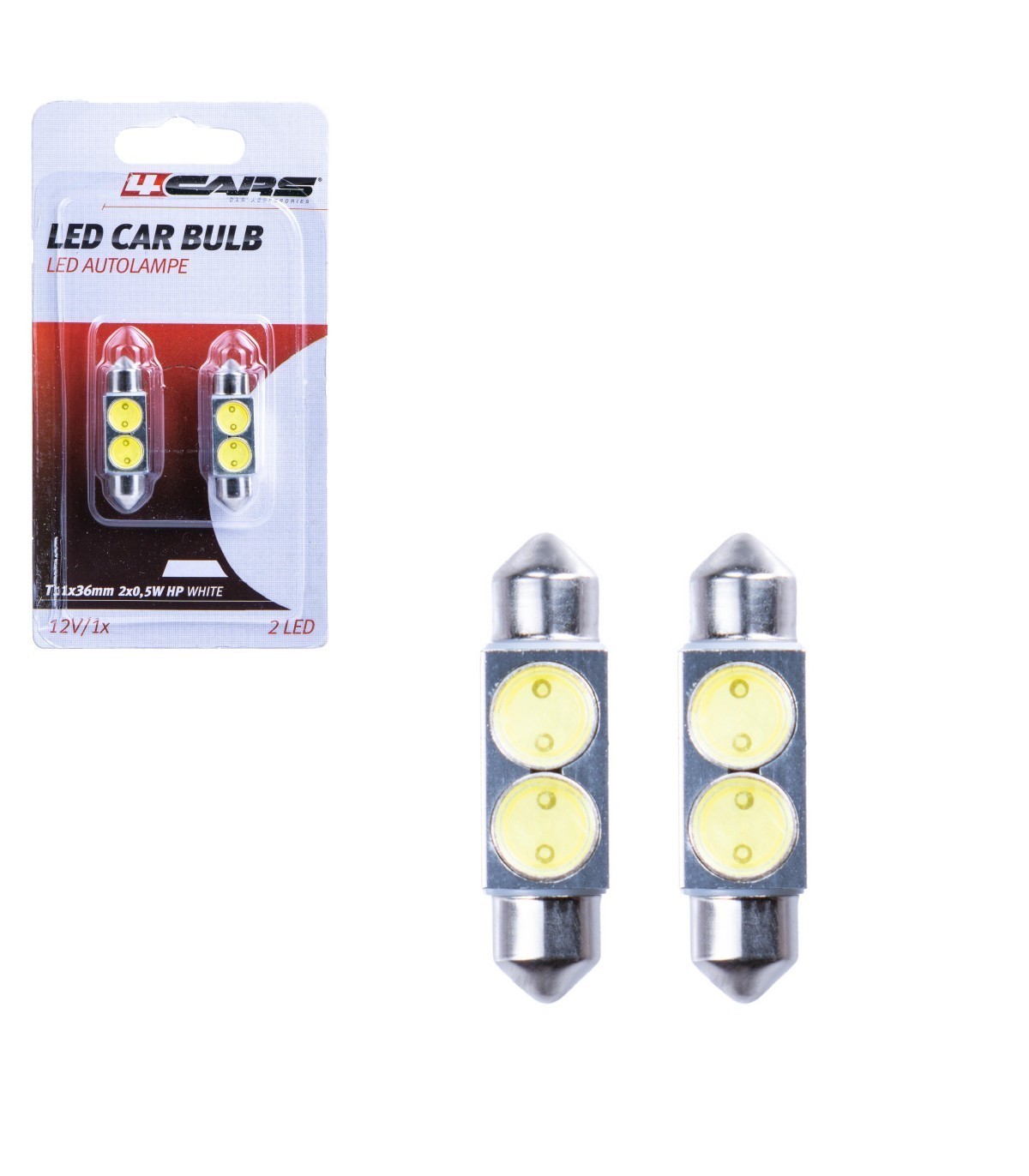 4CARS HQ sets of LED bulbs T11X36/ 2X0.5W HP white - Slika 2