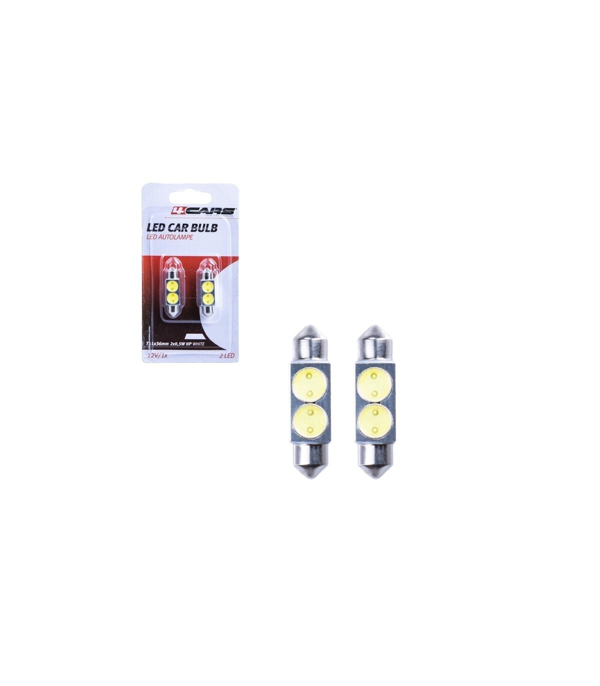 4CARS HQ sets of LED bulbs T11X36/ 2X0.5W HP white