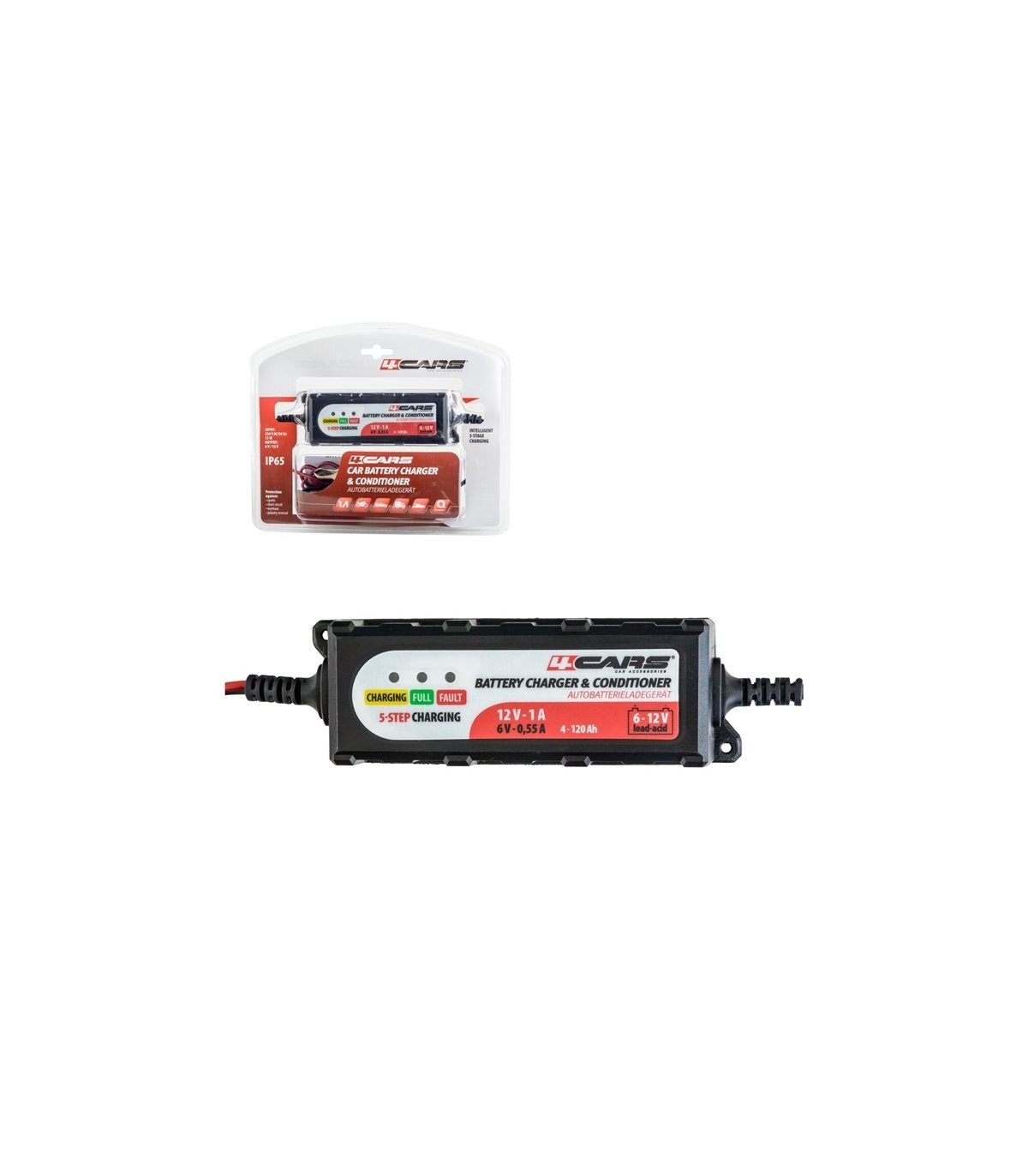 4CARS Intelligent 5-stage Car battery charger & conditioner 6/12 V; 2.0 A