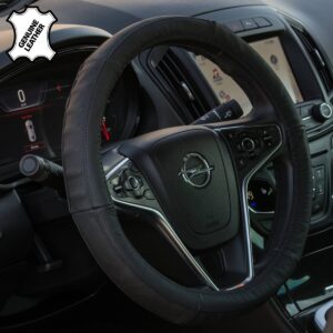 4CARS NAVLAKA VOLANA 37-39CM prava koža crni s gripom