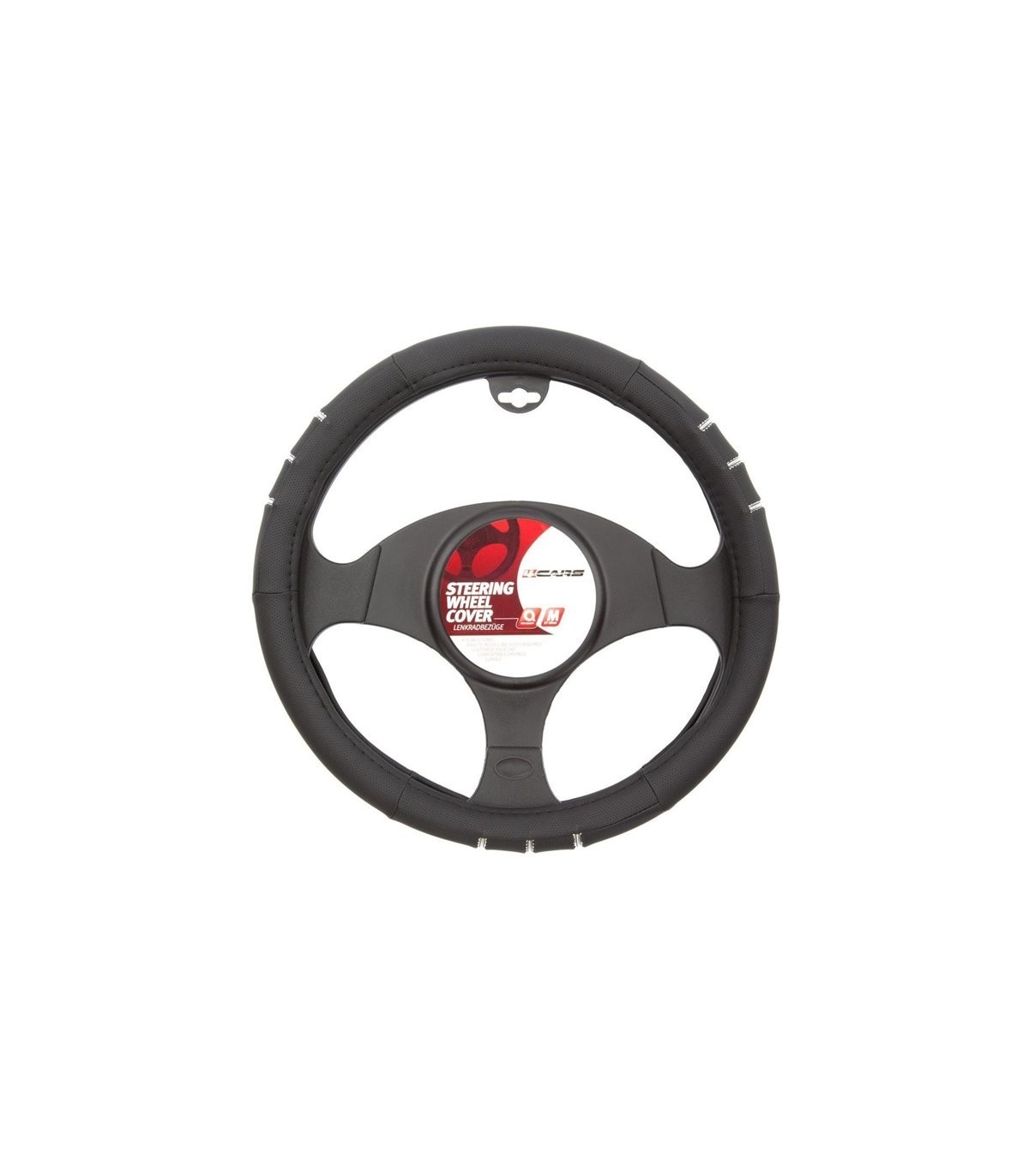4CARS steering wheel cover 37-39cm, black - chrome