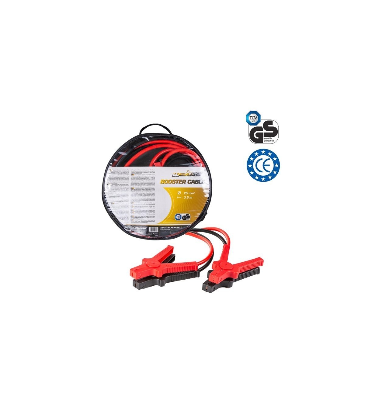 4 CARS Premium Jump start cable - DIN 72553 - Isolated clamps, thisckness 25.0MM², 3,5m, 600A