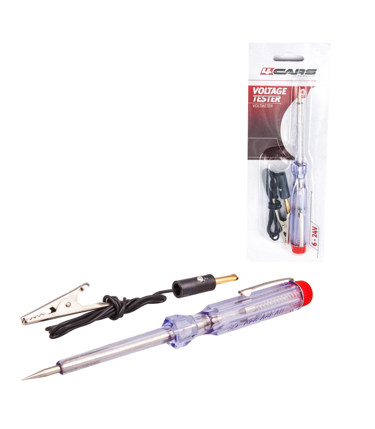 4CARS voltage tester, 6-12-24V, plastic