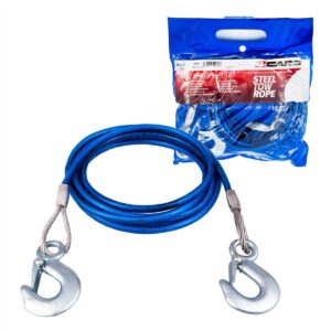 4CARS tow rope steel 2t with hooks 6mm, 4m, blue