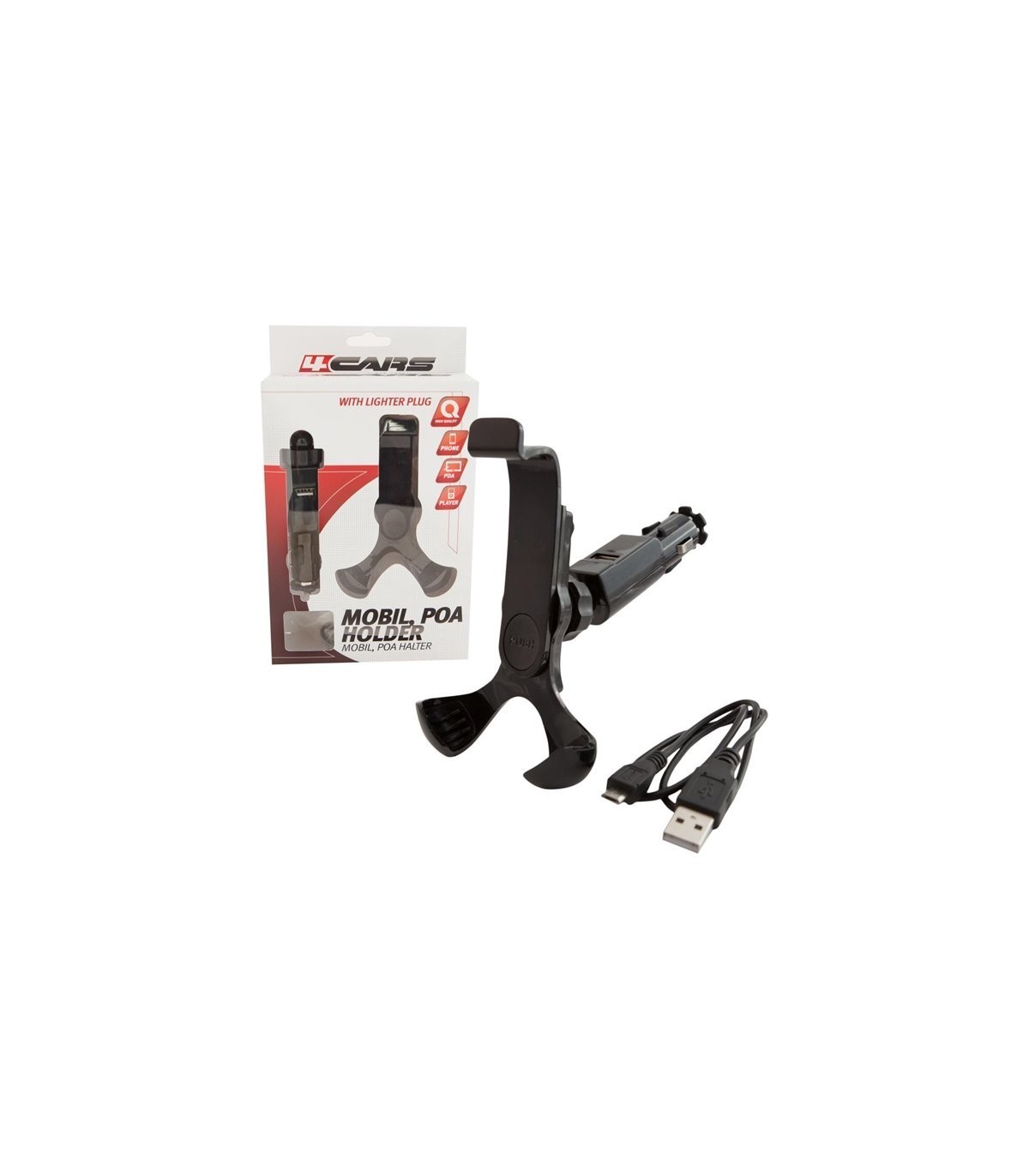 4CARS Tablet holder for cigarette lighter Socket + USB Charger 94494