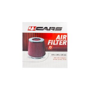 4CARS air filter chrome with red body and 3 adapters