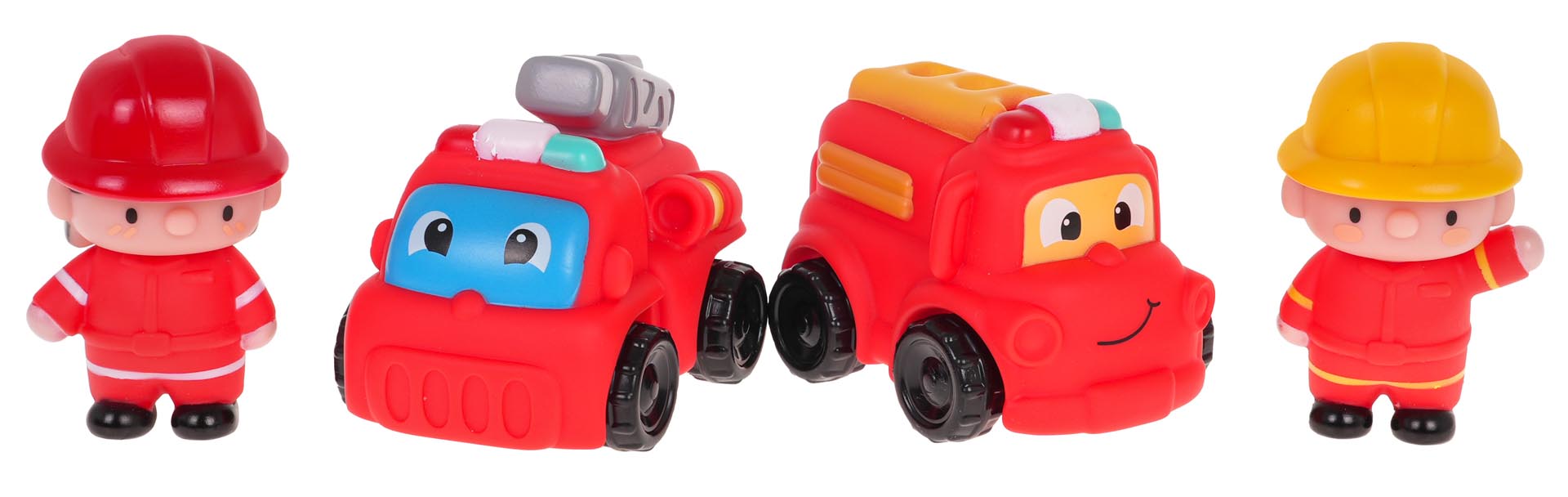 Firefighters with Vehicles Set