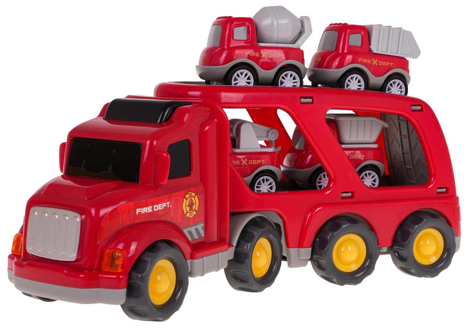Set of Vehicles: Tow Truck + Fire Trucks