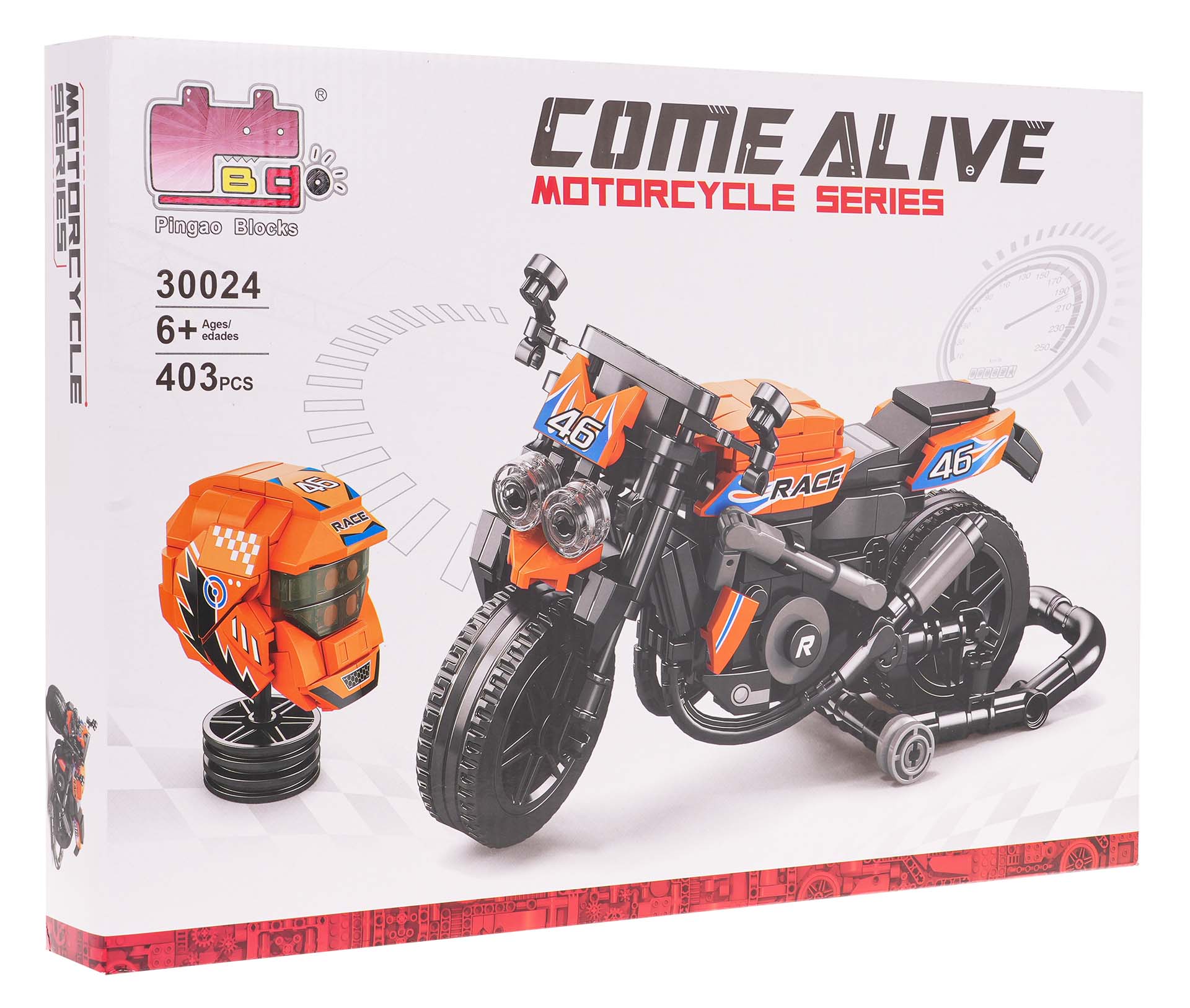 Orange Motorcycle Building Blocks Set 403 pcs.
