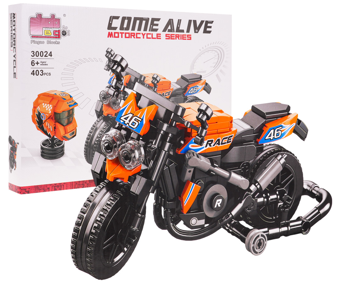 Orange Motorcycle Building Blocks Set 403 pcs.