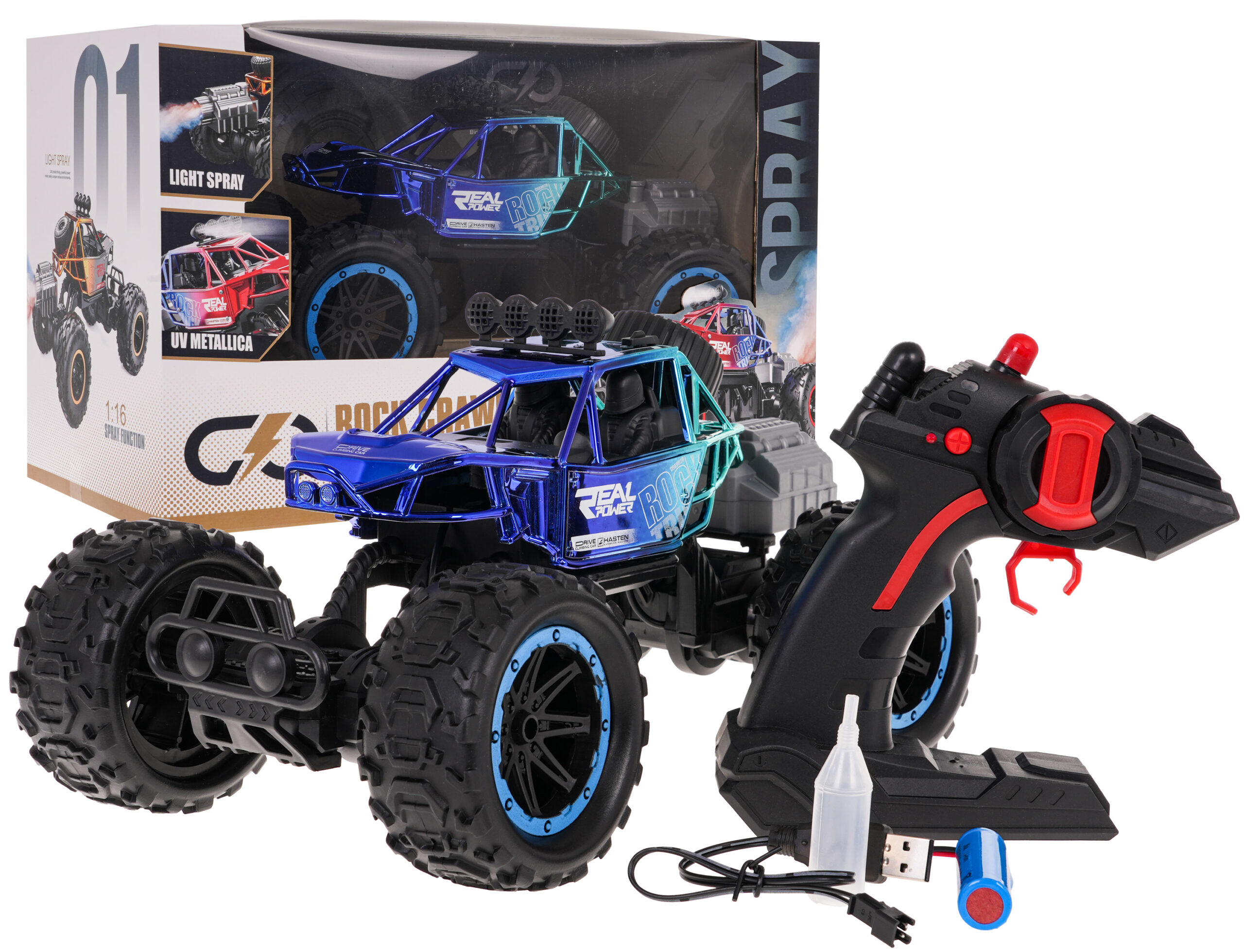 REAL ROCK Crawler with Smoke Function R/C Blue