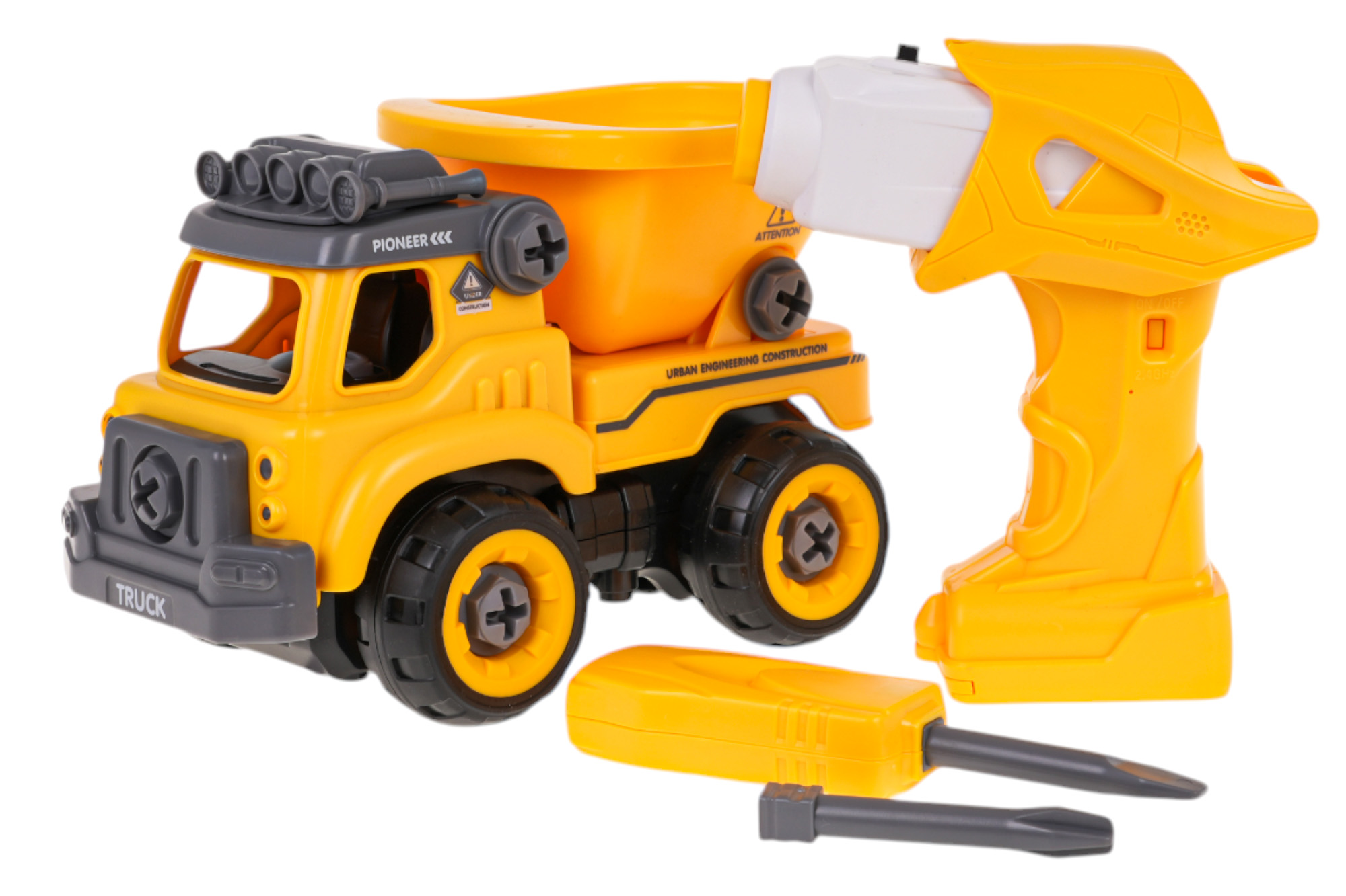 Disassembled dump truck