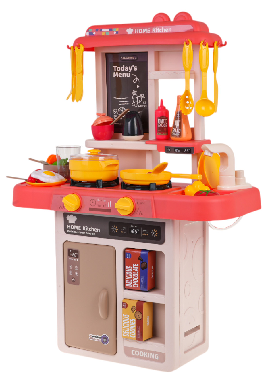 Kitchen Kitchenette with Light Function 43 pieces. Pink