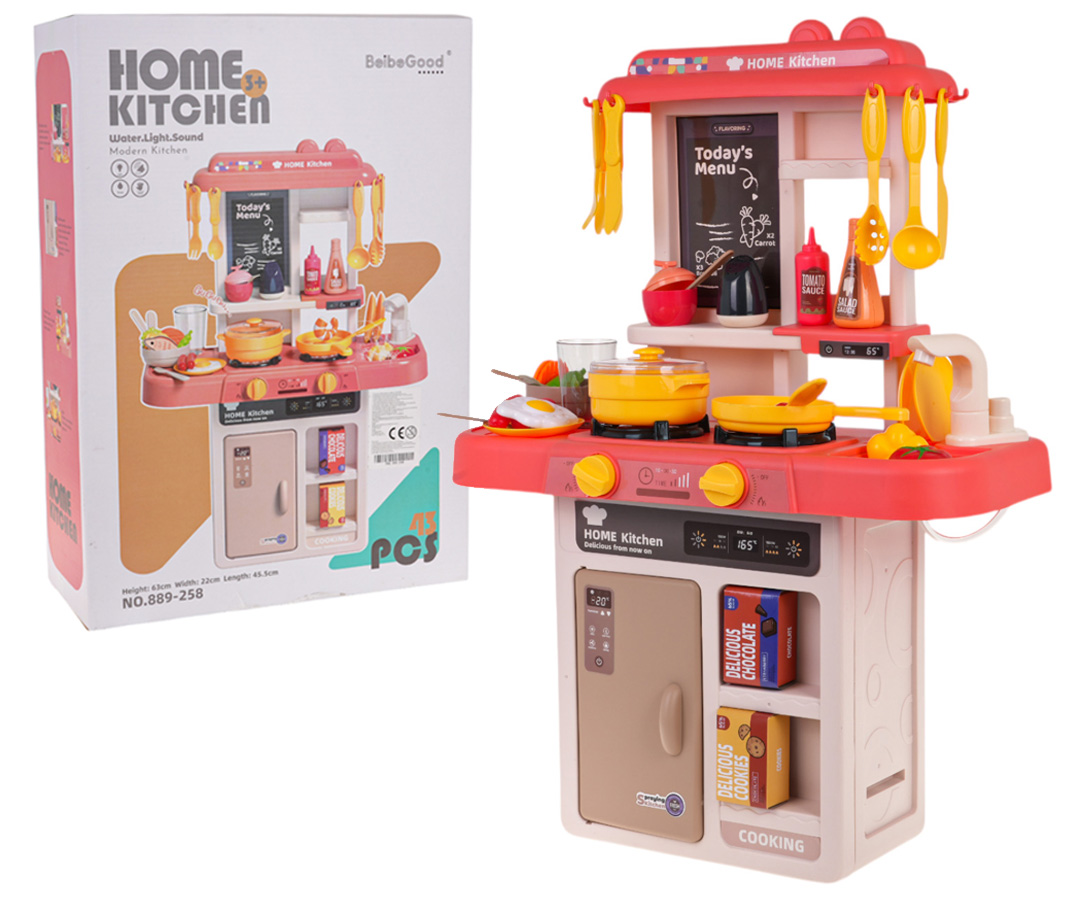 Kitchen Kitchenette with Light Function 43 pieces. Pink