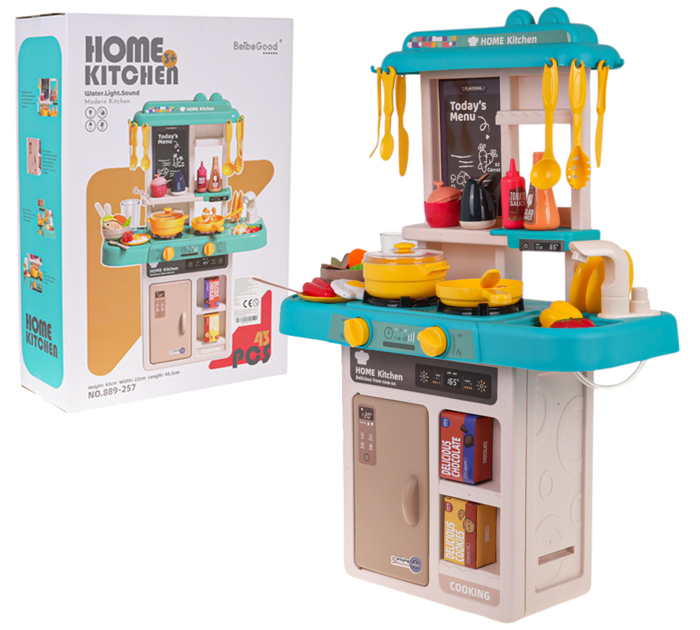 Kitchen Kitchenette with Light Function 43 pieces. Blue
