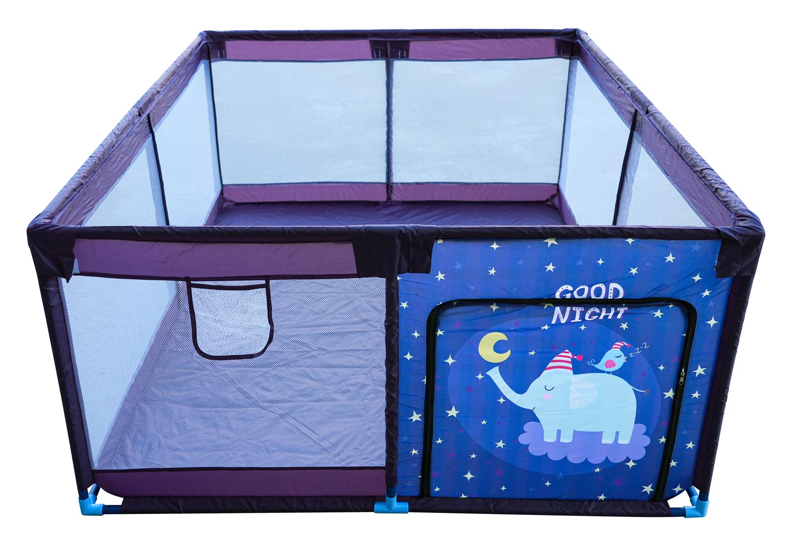 Soft Baby Playpen Rectangle Night Elephant