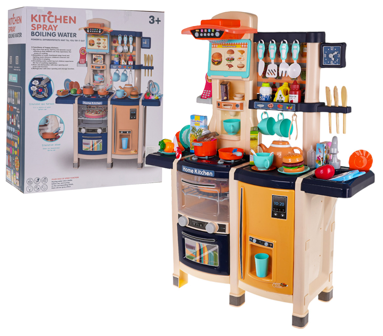 Kitchen Kitchenette with Light and Sound Function 65 pieces. Blue