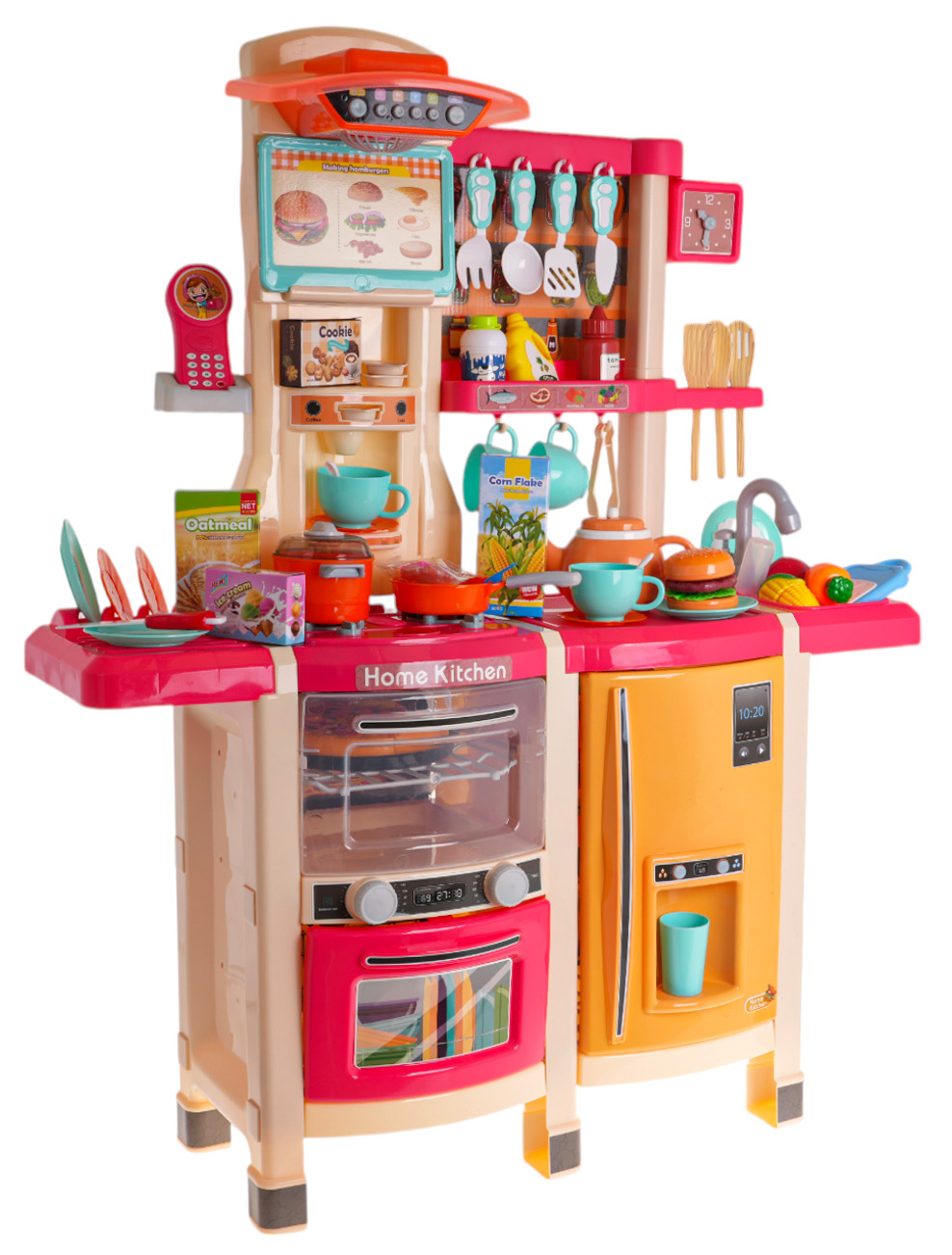 Kitchen Kitchenette with Light and Sound Function 65 pcs. Pink