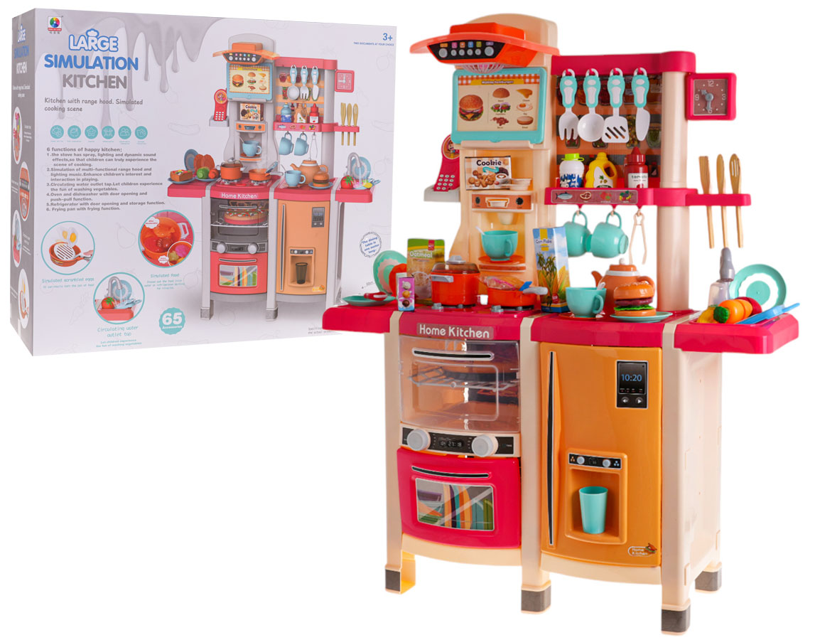 Kitchen Kitchenette with Light and Sound Function 65 pcs. Pink