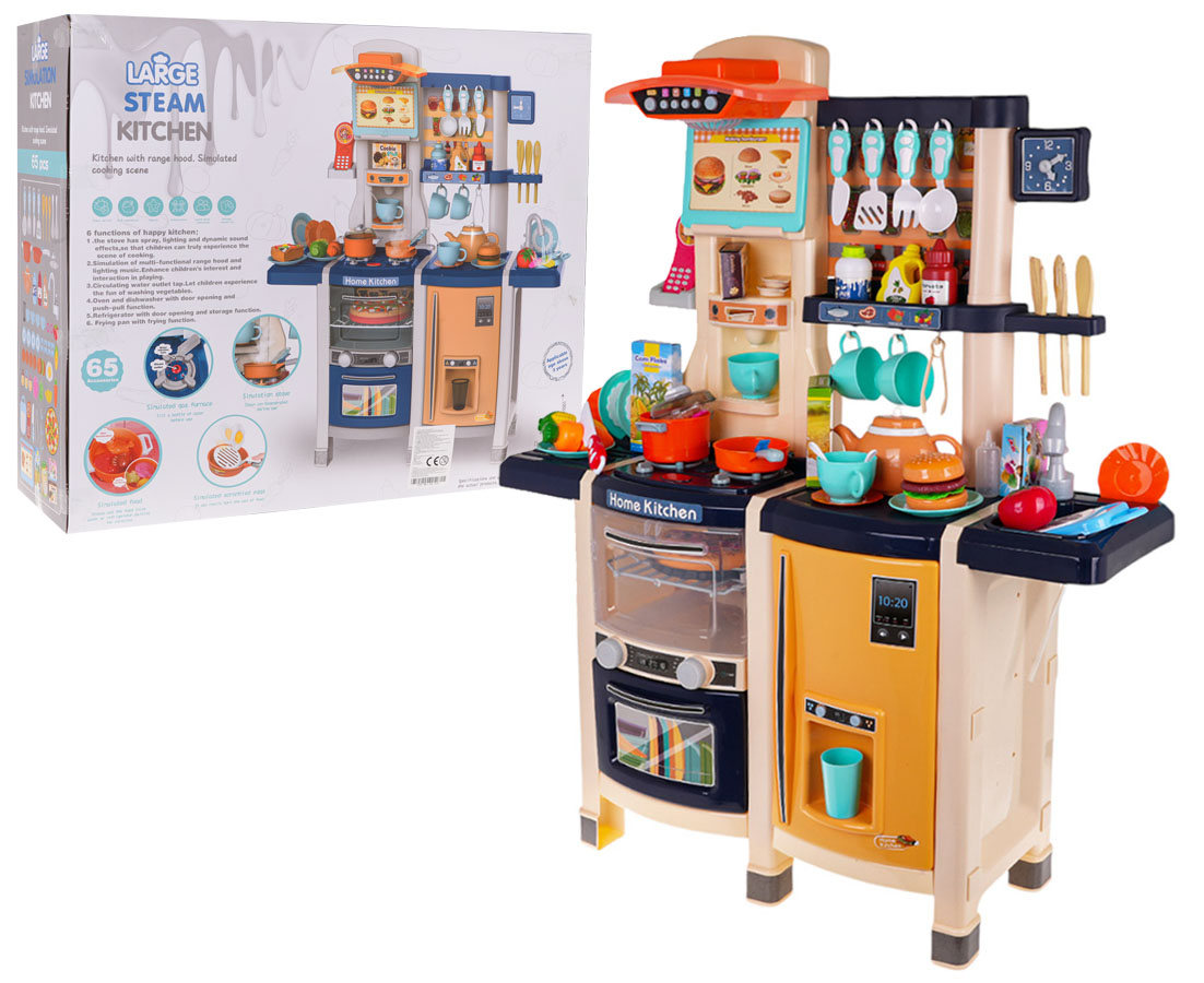 Kitchen Kitchenette with Light and Sound Function 65 pcs. Blue