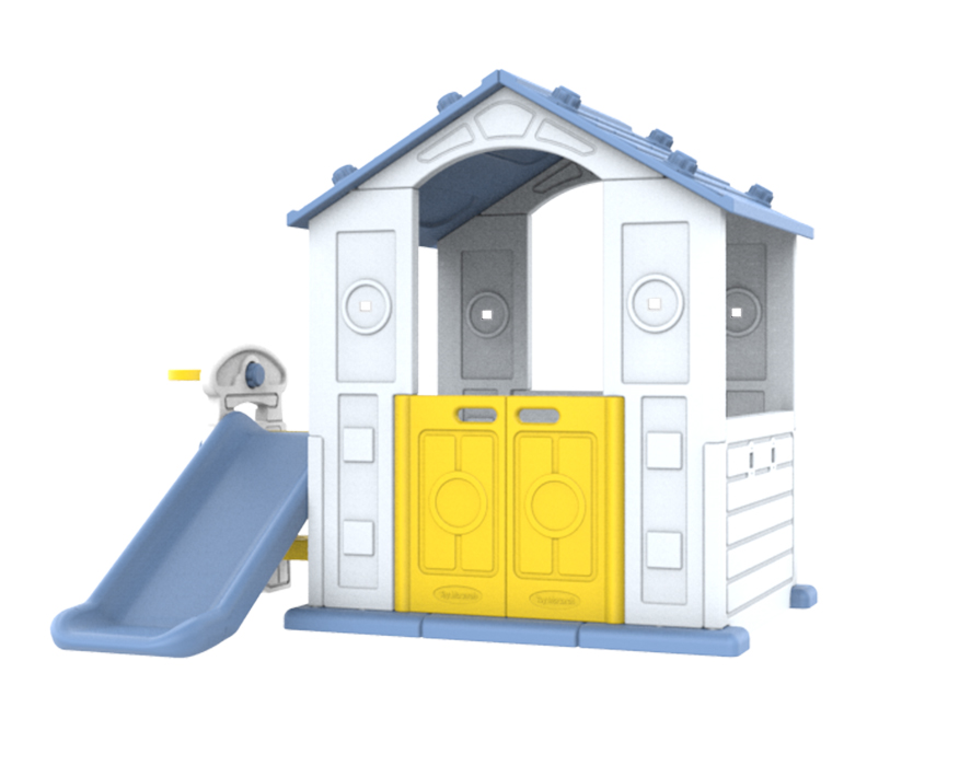 House With Slide And Sink Blue Roof