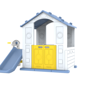 3in1 Garden House for Children Blue Roof + Slide + Basketball