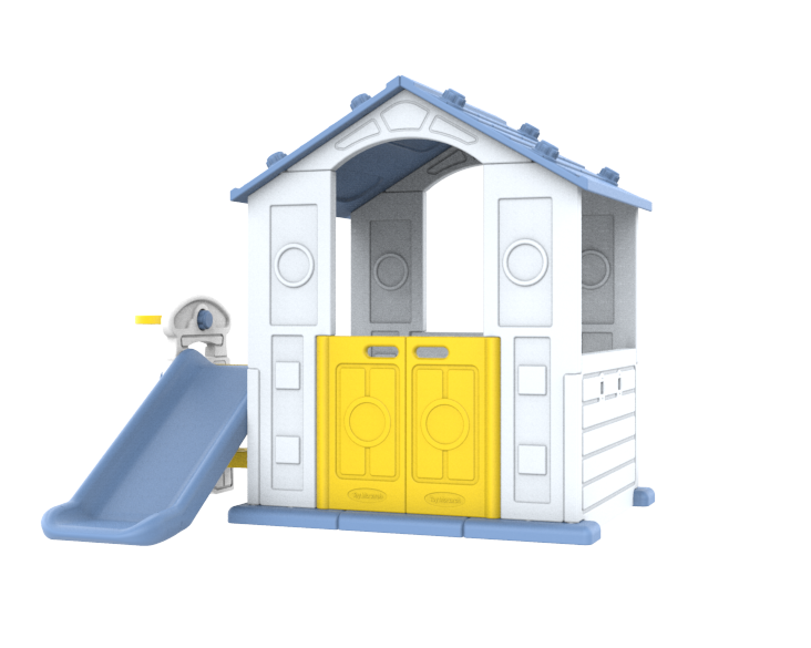 3in1 Garden House for Children Blue Roof + Slide + Basketball