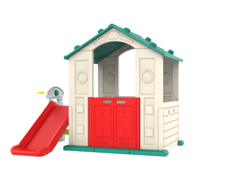 3in1 Garden House for Children Green Roof + Slide + Basketball