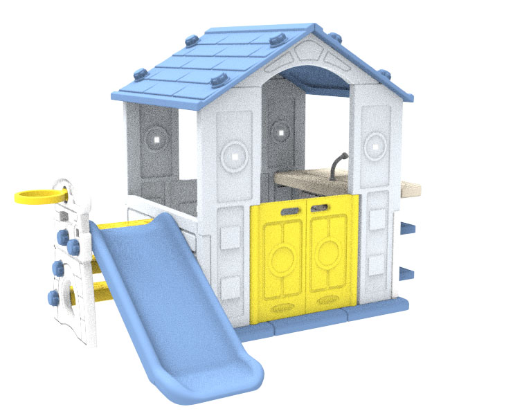 House With Slide And Sink Blue Roof