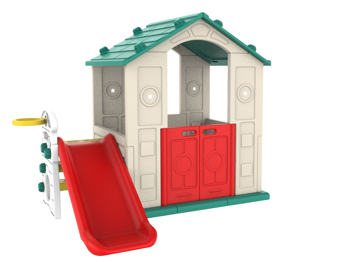 3in1 Garden House for Children Green Roof + Slide + Basketball