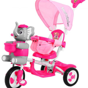3-wheeled children’s bike Elephant Pink + Sounds + Roof + Barrier + Footrest + Handle + Storage