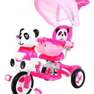 3-wheeled Panda Bike for Kids Pink + Sounds + Roof + Barrier + Footrest + Handle + Storage