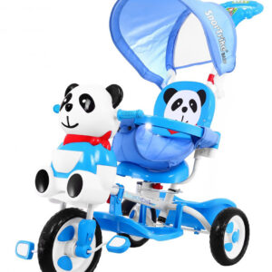 3-wheeled Panda Blue Children’s Bike + Sounds + Roof + Barrier + Footrest + Handle + Storage
