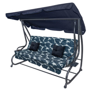 Garden Swing Seat Textylina 2×1 Pattern Leaves Navy Blue