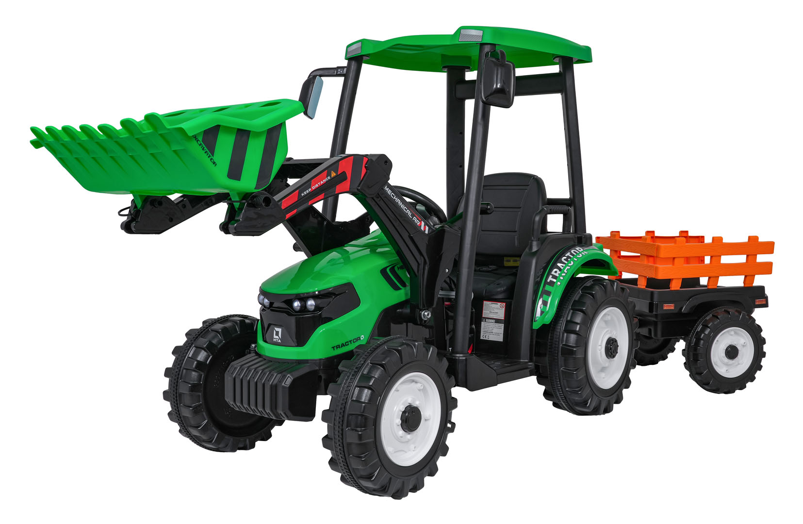 MEGA D68 Tractor Vehicle With Trailer Green