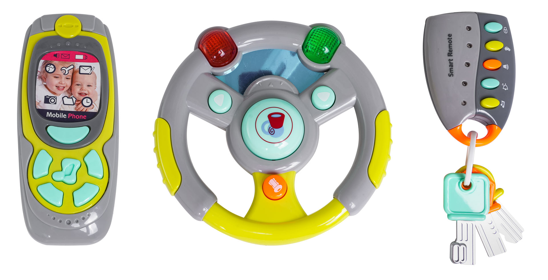 Set Of Keys Remote Control Steering Wheel Blue