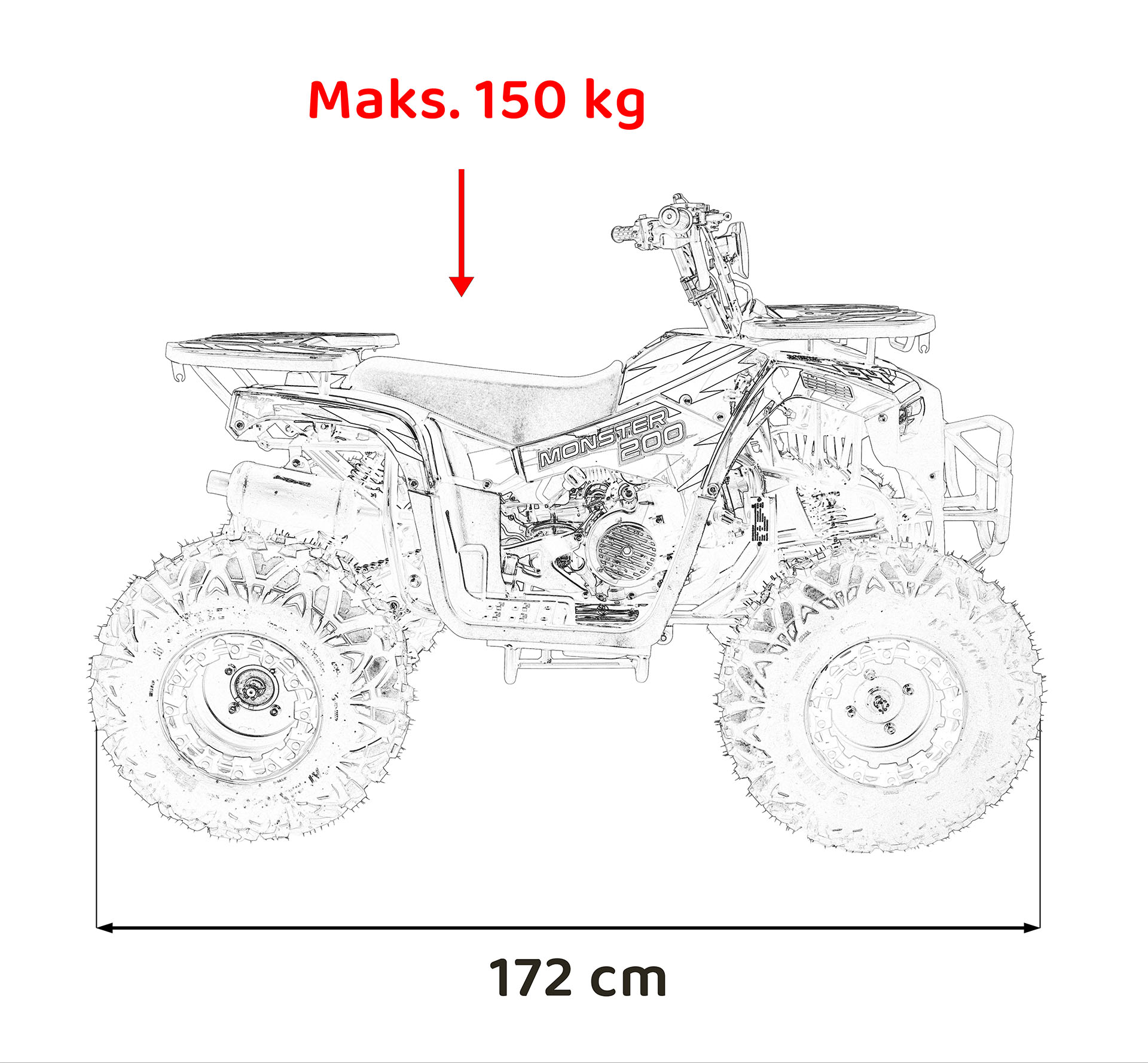 200CC MONSTER Orange Quad Bike