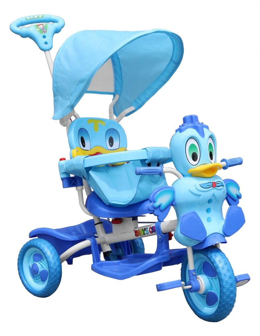3-wheeled children's bike Duck Blue + Sounds + Roof + Barrier + Footrest + Handle + Storage