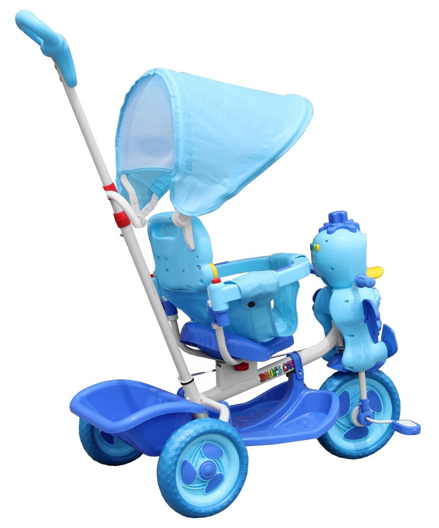 3-wheeled children's bike Duck Blue + Sounds + Roof + Barrier + Footrest + Handle + Storage
