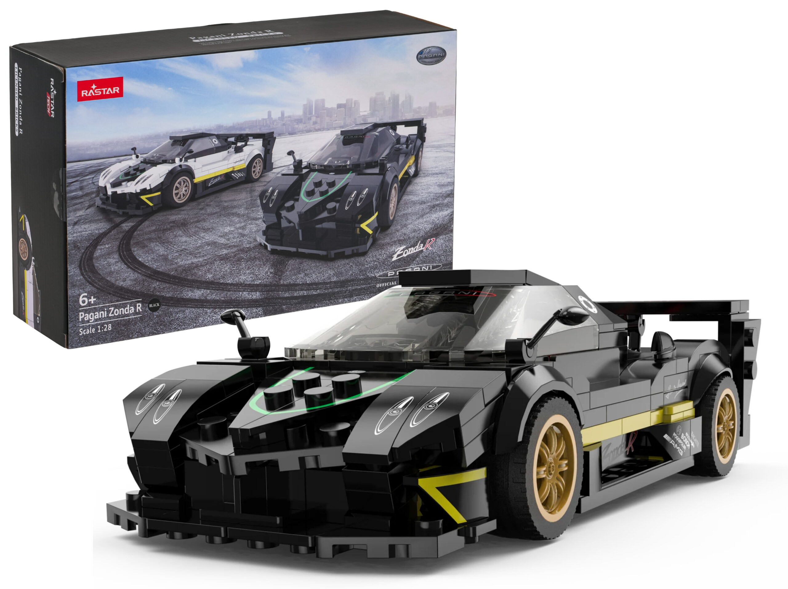 Car 1:28 Pagani Zonda R Blocks Black RASTAR