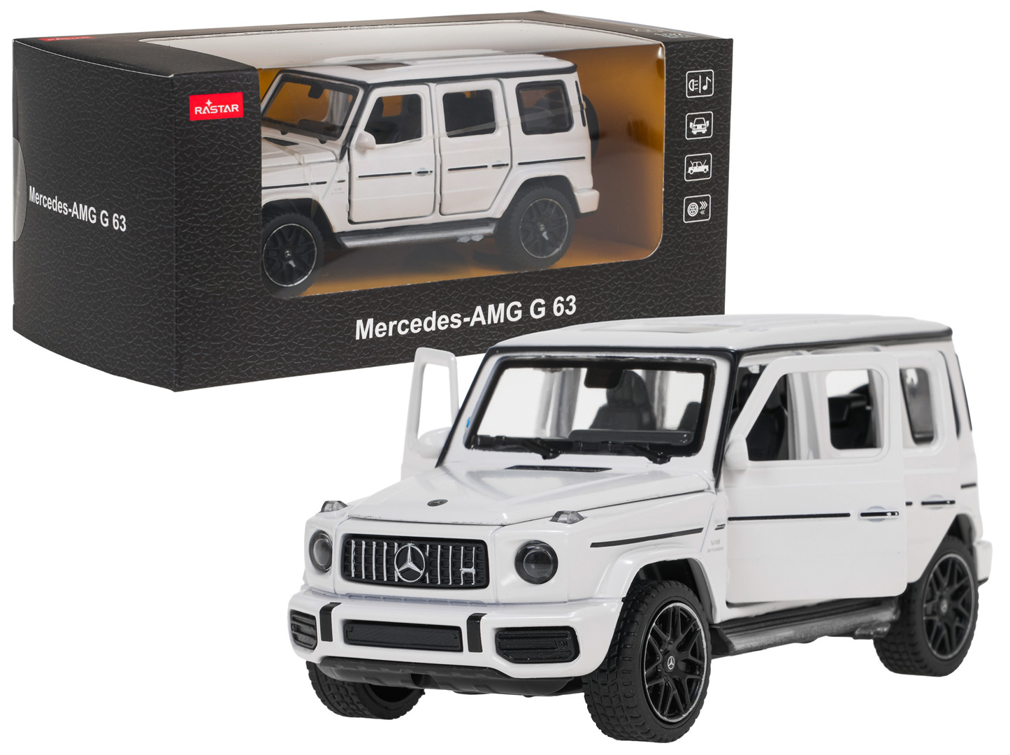 Metal Car 1/32 Mercedes-Benz AMG G63 with Sound White RASTAR